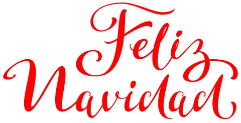 Feliz navidad text translation from spanish. Merry Christmas lettering greeting card